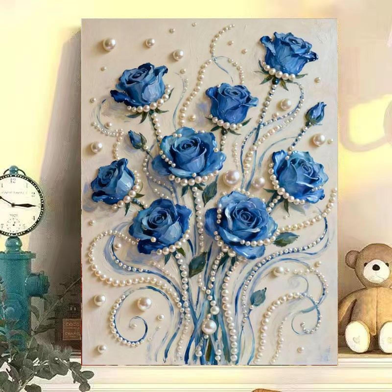 Blue Rose Pearl Diamond Painting Kit