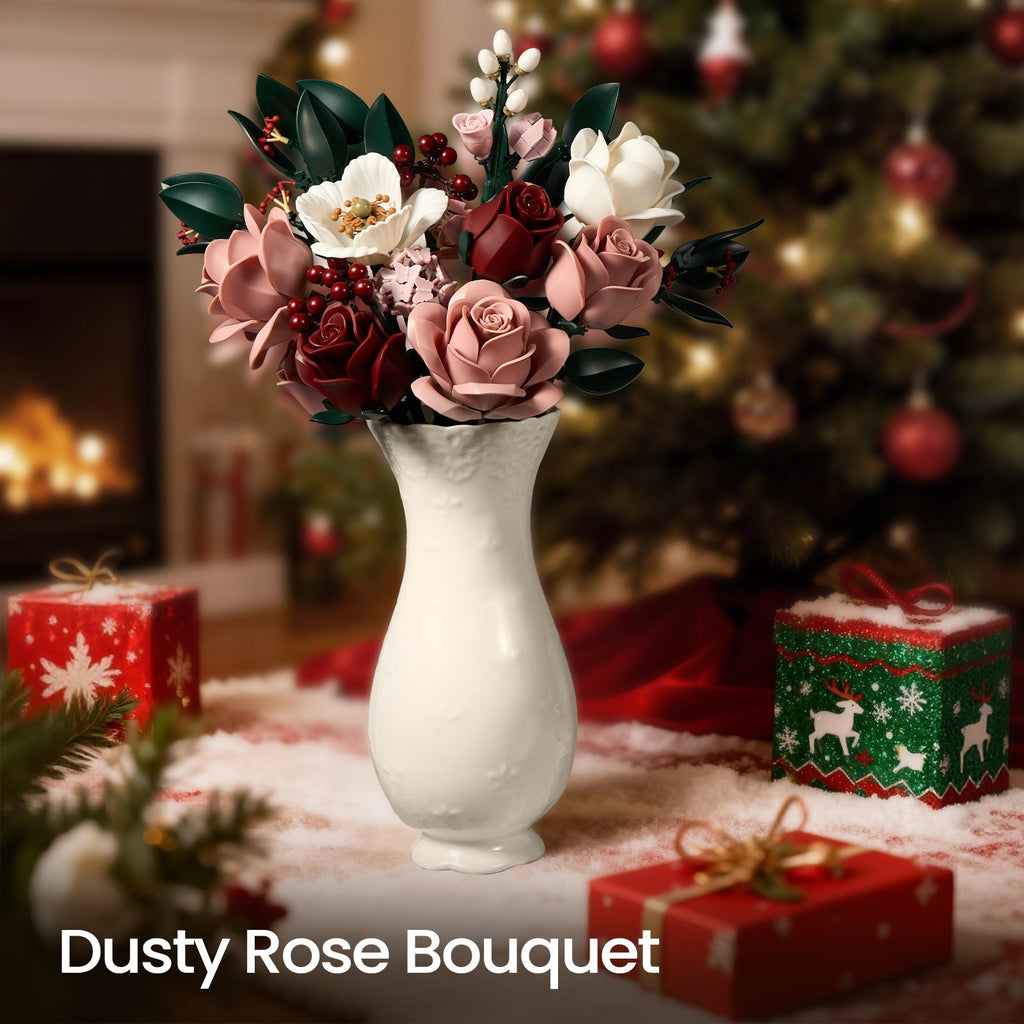 Pink Roses Bouquet Building Block Set