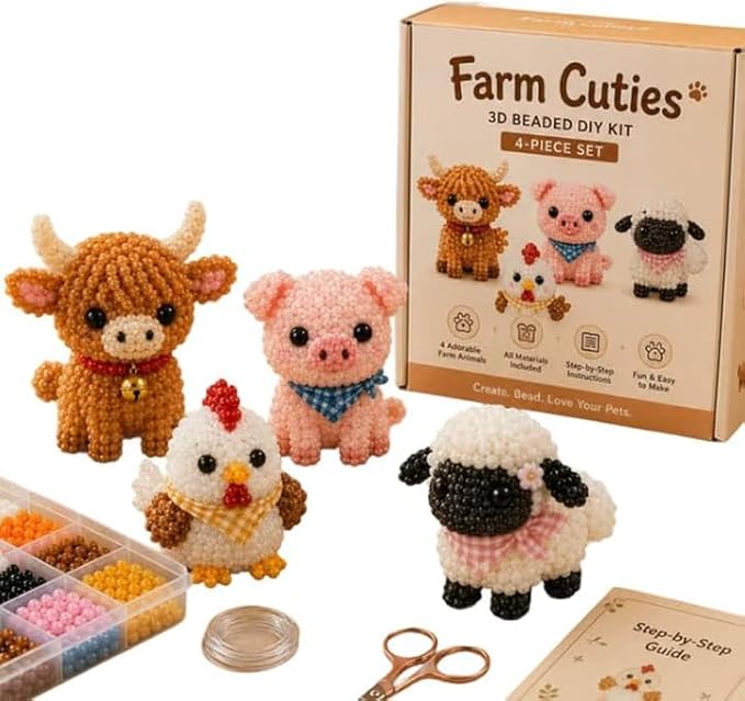 Tiny 3D Beaded Animal DIY Kit – Cute Animal Beading Craft Set