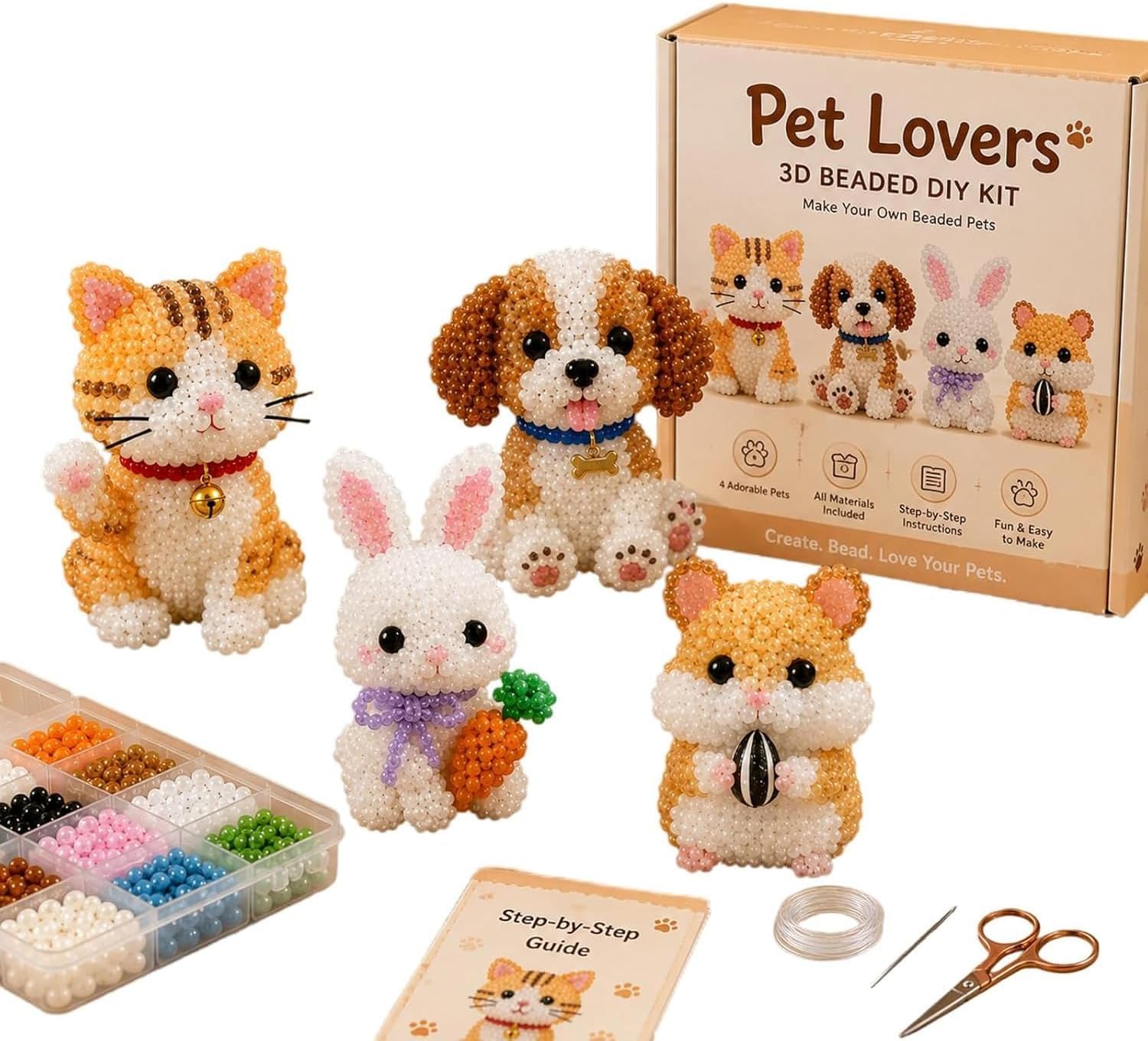 Tiny 3D Beaded Animal DIY Kit – Cute Animal Beading Craft Set