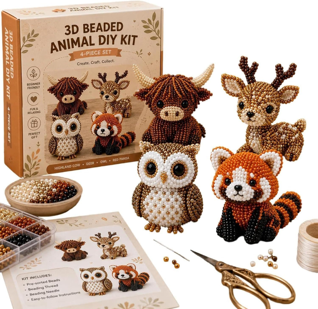 Tiny 3D Beaded Animal DIY Kit – Cute Animal Beading Craft Set