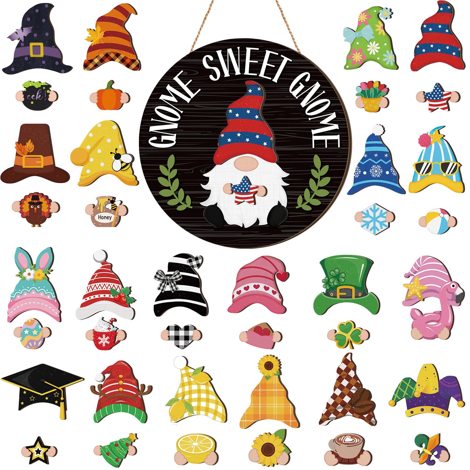 Interchangeable Wooden Gnome Decor – Holiday & Seasonal