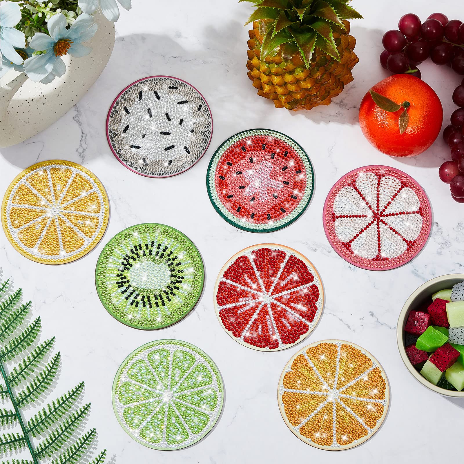 8PCS DIY Diamond Painting Coasters – Fruit Style
