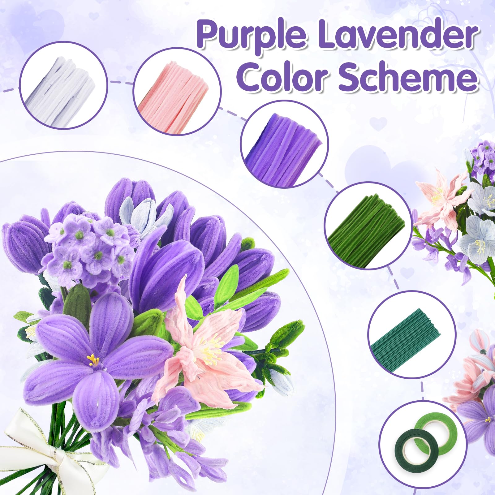 400Pcs Pipe Cleaner Flowers Kit-Create Your Own Eternal Bouquet