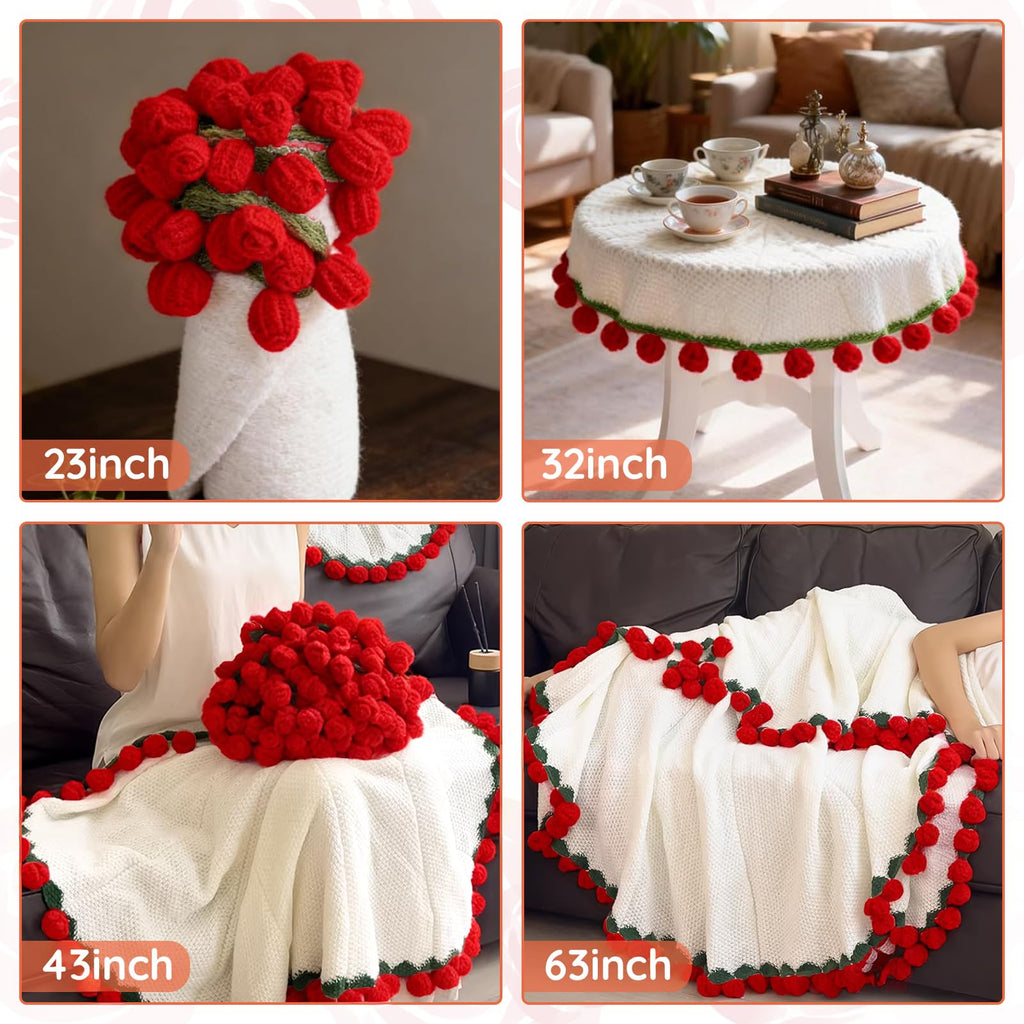 Rose Bouquet Crochet Blanket – Flower Blanket Gift